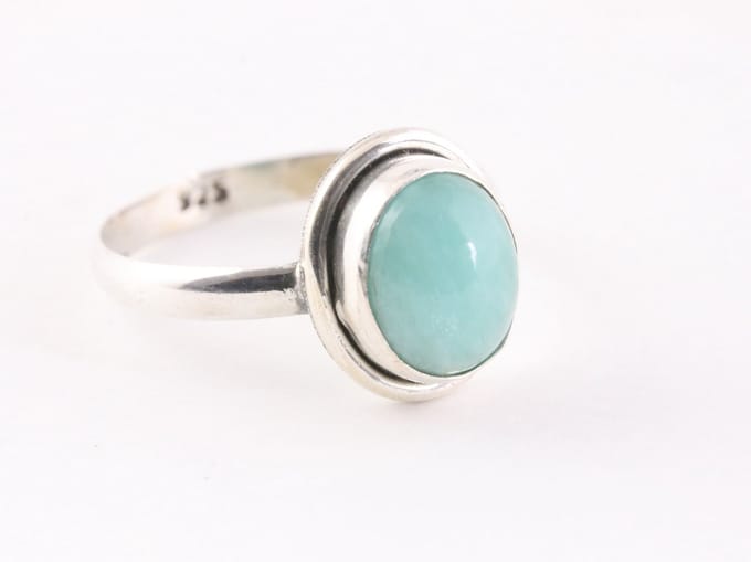 Fijne zilveren ring met amazoniet - maat 16
