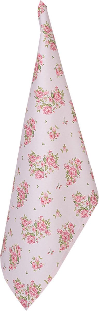 Clayre & Eef Theedoek 50x70 cm Roze Katoen Rozen
