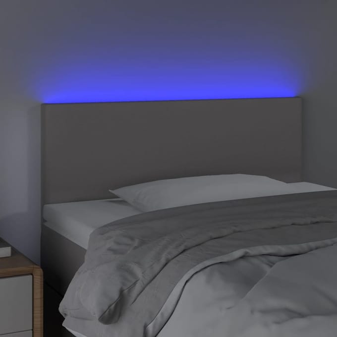 vidaXL - Hoofdbord - LED - 90x5x78/88 - cm - kunstleer - grijs
