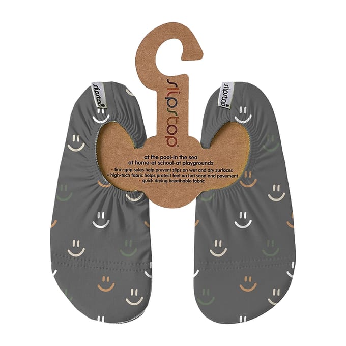 Slipstop antislip waterschoen Smiley grey - Maat L 30-32