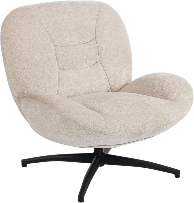 Homcom Accent Chair-Polyester, Staal-89L x 83B x 85H cm-Crèmewit