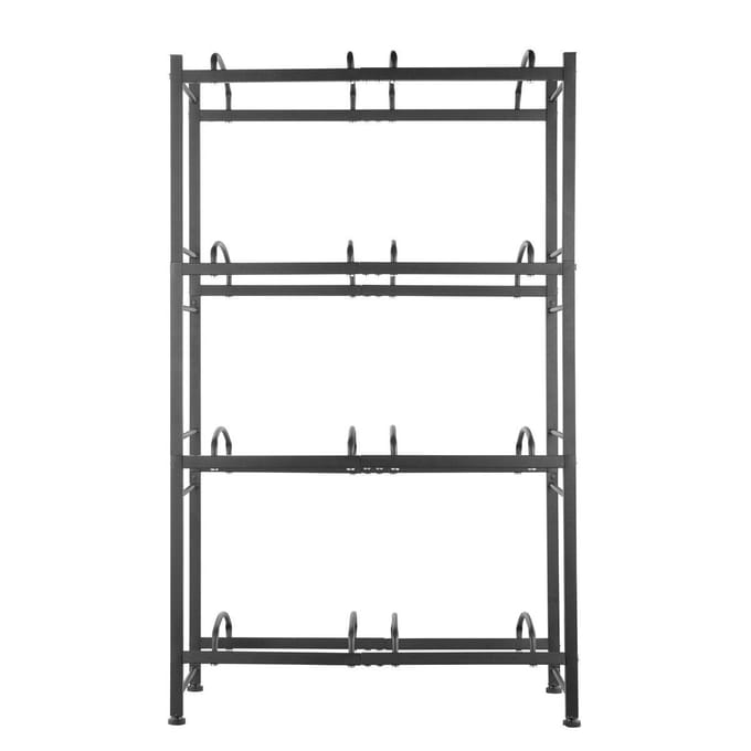 Support pour pichet d'eau à 4 niveaux Porte-bouteilles d'eau double rangée pour 8 bouteilles Noir