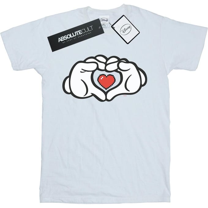 Disney Heren Mickey Mouse Hart Handen T-Shirt (Wit)