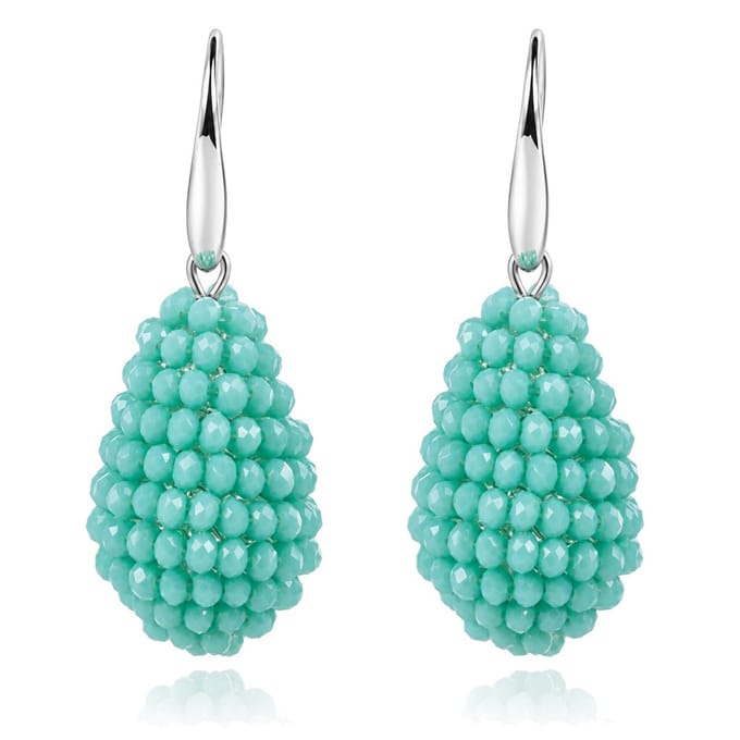 Cilla Jewels Druppel oorhangers Kristal Turquoise