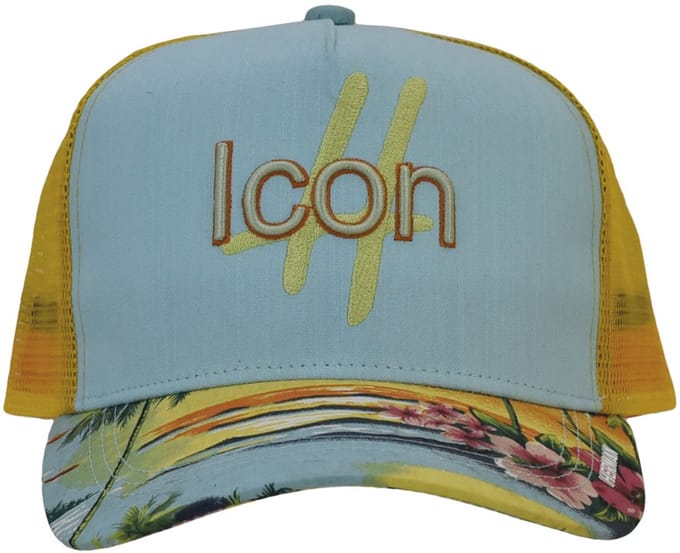 Herman Casquette baseball bicolore brodée ICON avec maille et visière à imprimé tropical
