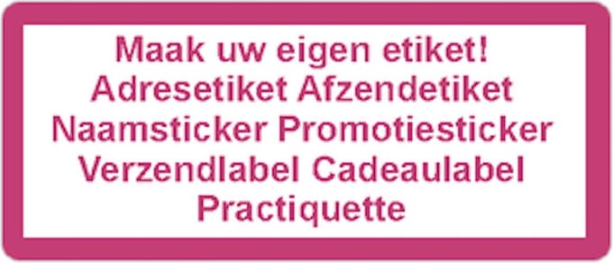 Adressticker - roze - roze tekst - 250 stuks - 21x48mm - rechthoek - gepersonaliseerd - met eigen tekst