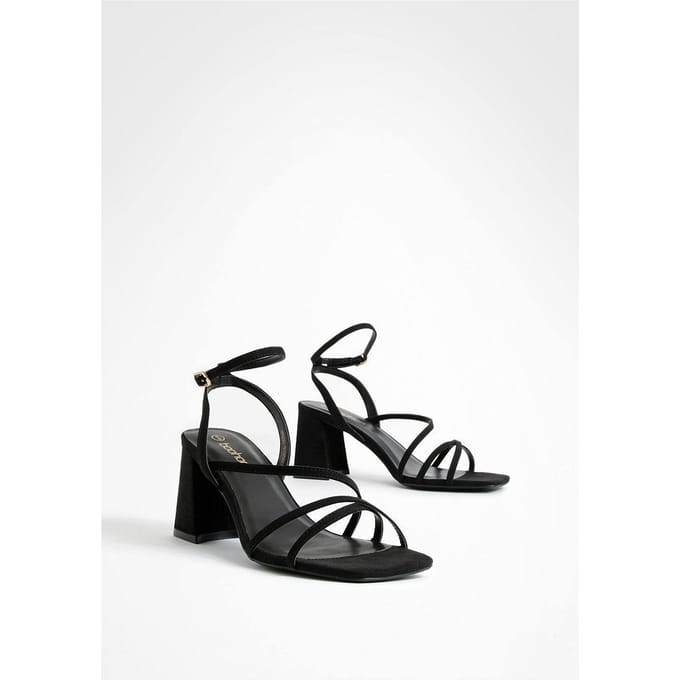 boohoo Dames Mid Blokhak Sandalen met Bandjes | Black | Maat: 3