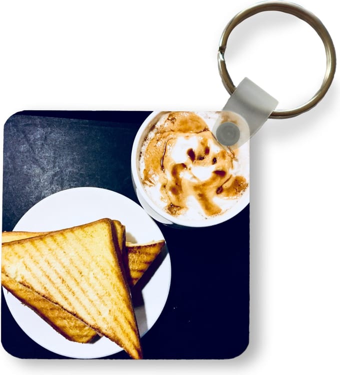 Sleutelhanger - Uitdeelcadeautjes - Een goed ontbijt met een tosti - Plastic