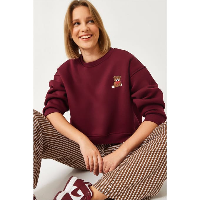 Geborduurd Crop Sweatshirt met Strik