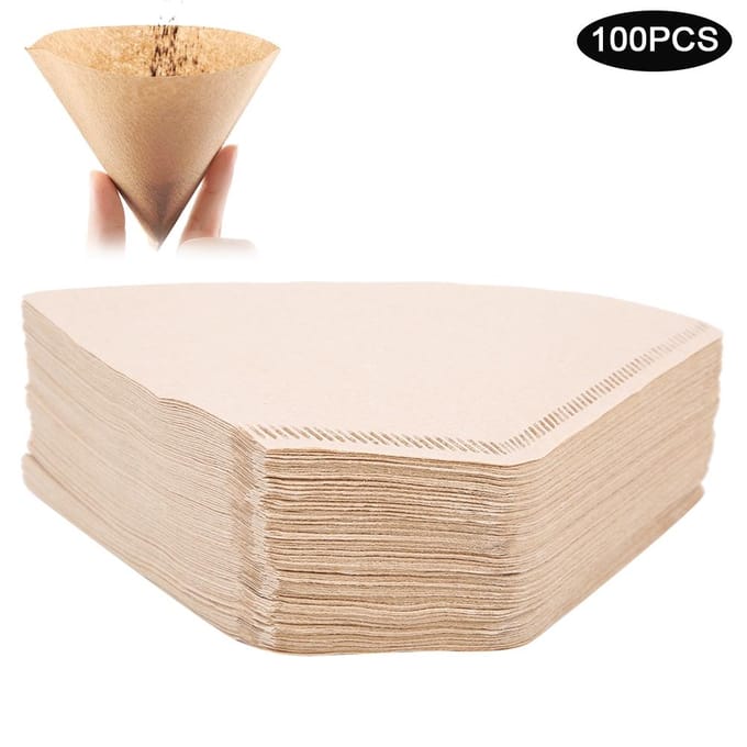 100 Stuks Waaiervormig Wegwerp Koffiefilterpapier Set Vervangend Koffiezet Accessoire beige