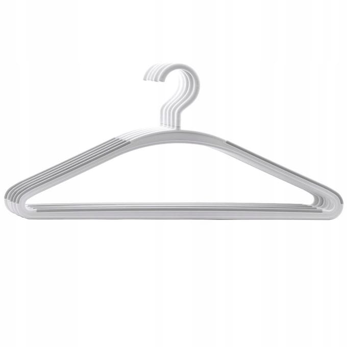 Set van 5 Witte Kunststof Kledinghangers met Draaibare Haken