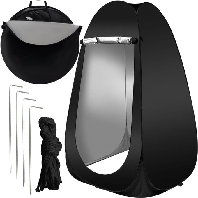 Core® Douchetent - Camping Douche - Douchezak - Zwart - 110cm x 110cm x 190cm