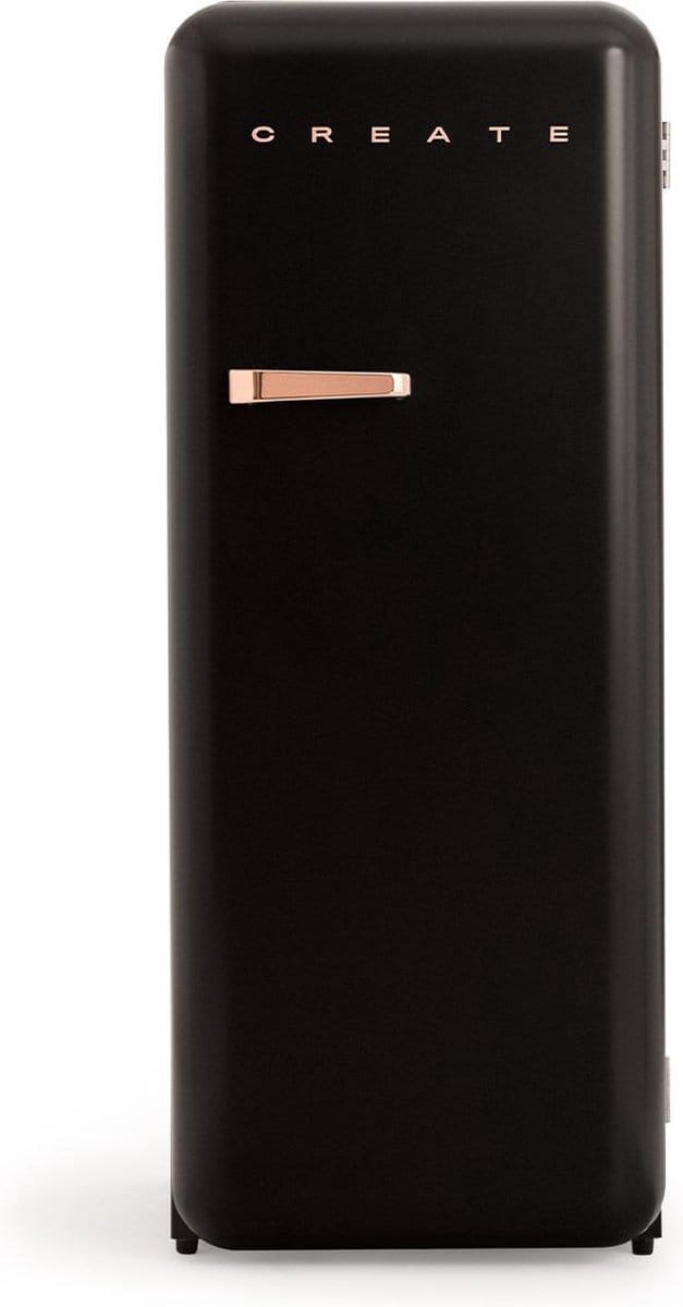 CREATE - Koelkast in retrostijl - Zwart - Handvat Roségoud - FRIDGE RETRO 281L