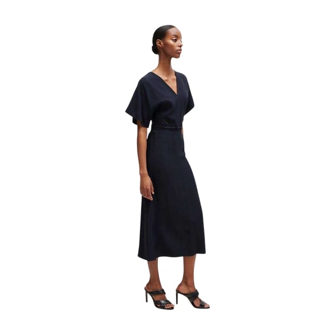 Boss A-lijn midi-jurk met kimono-mouwen voor dames (Donkerblauw)