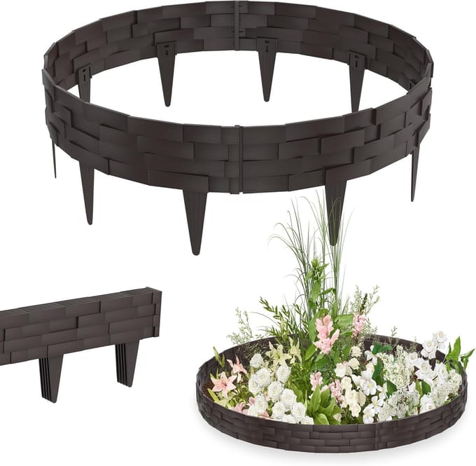 Grasrand steenlook - Bloemperkrand omheining - Tuin structureren - Flexibel vormbaar - 5 meter lengte - bruin