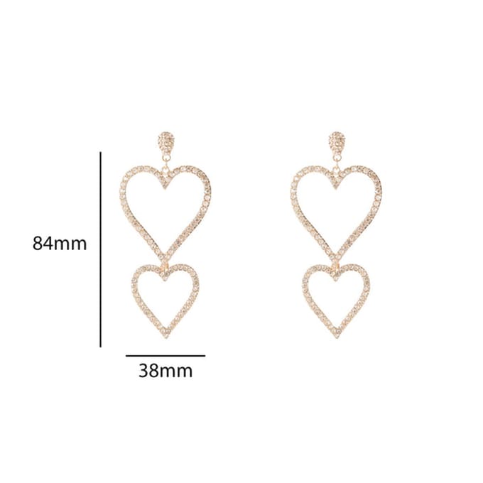 Go Dutch Label Oorknoppen Open Heart Dangle Goud Champagne