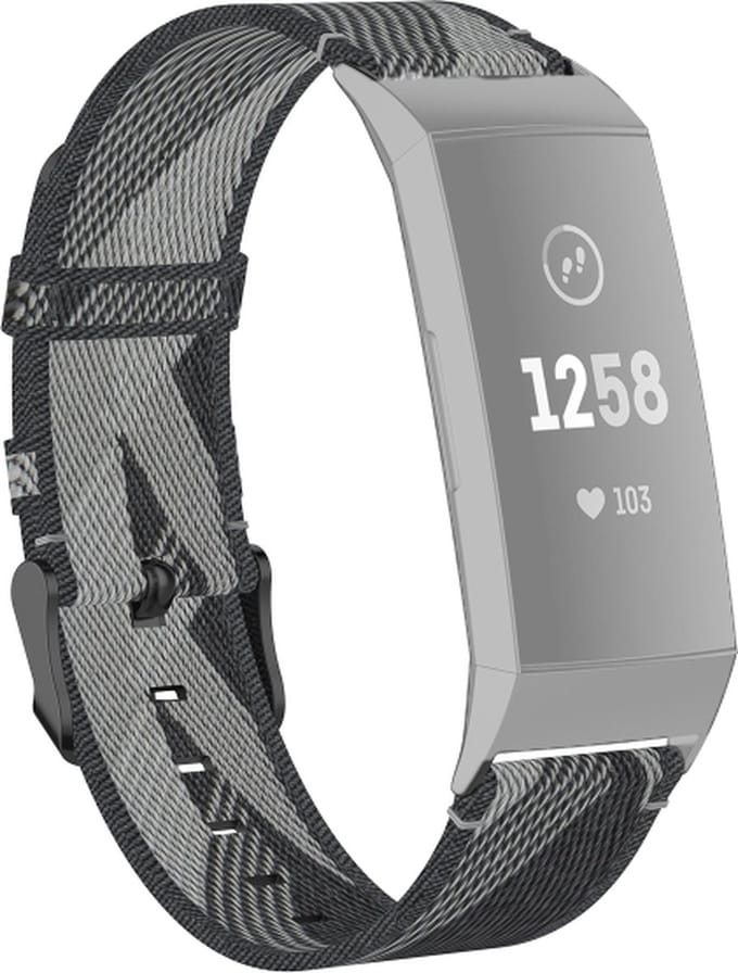 Nylon bandje - geschikt voor Fitbit Charge 3 / Charge 4 - grijs-patroon