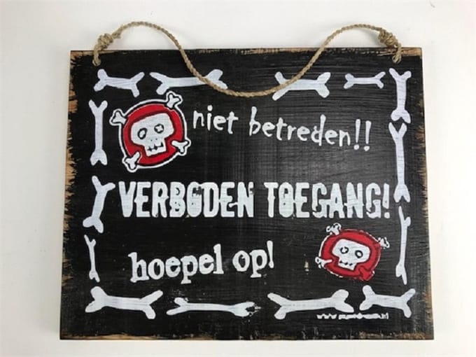 Tekstbord Verboden toegang zwart 24x30 cm van hout