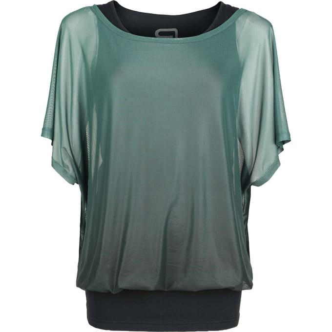 R.E.D. Rock-Engineered Design zwart-groen dubbelpak T-shirt en top met boothals - Dames - M