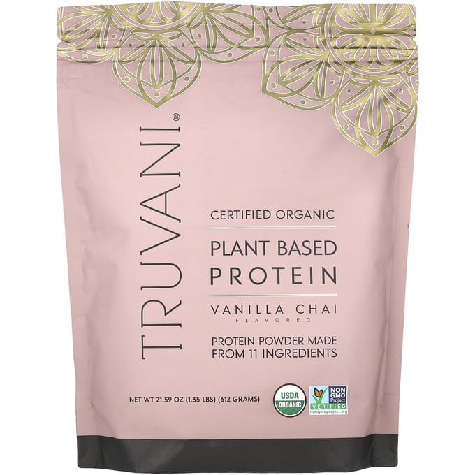 Truvani, Gecertificeerd Biologisch Plantaardig Eiwit, Vanille Chai, 1,35 lb (612 g)