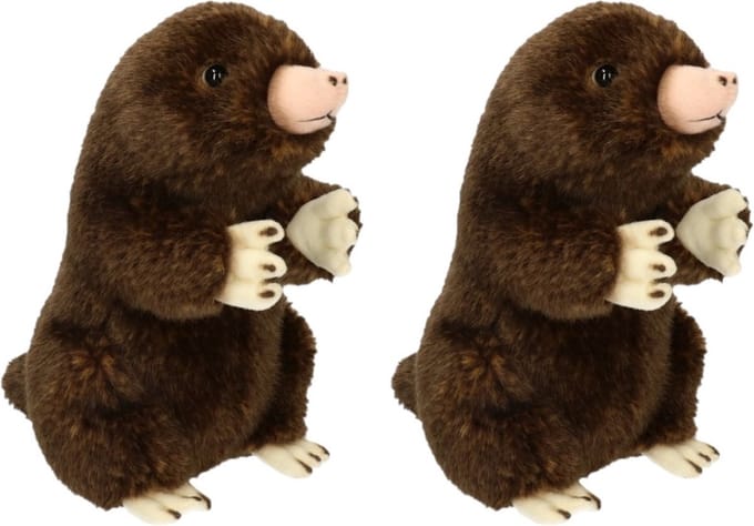 Heunec Mol knuffel - 4x stuks - pluche - zittend - knuffeldier - mollen - 22 cm