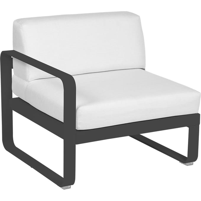 Fermob BELLEVIE Fauteuil Module links - 47 antraciet mat - 81 witgrijs