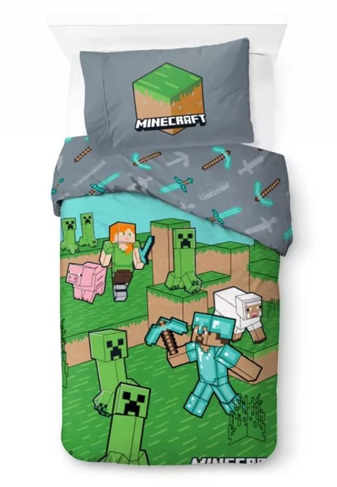Minecraft Dekbedovertrek animals and mobs - 140 x 200 cm - katoen