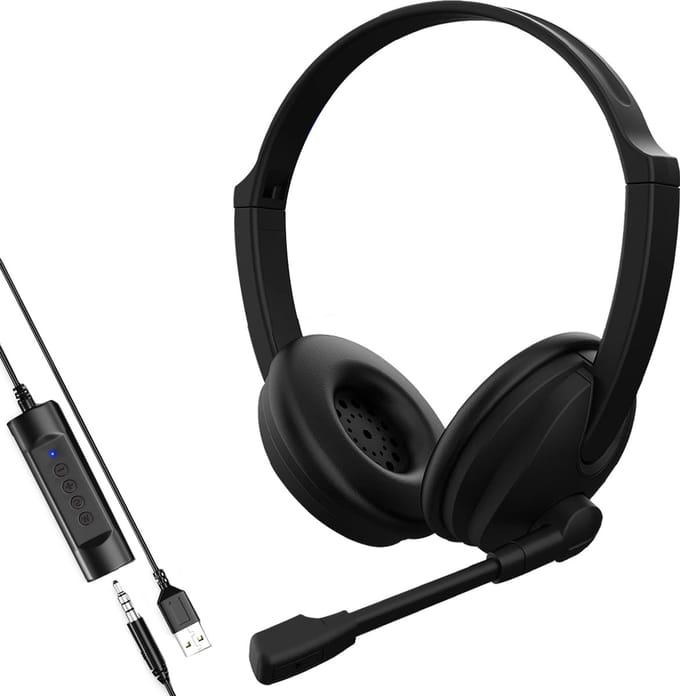 Headset met Microfoon voor Laptop en PC - Business Headset - Koptelefoon voor Video Bellen - USB