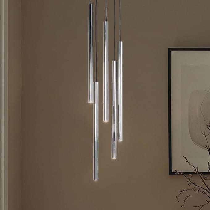 SIGMA Hanglamp Sopel Lux, 5-lamps, rond, zwart/zilver, G9
