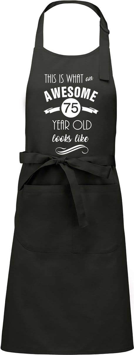 Awesome 75 year - 75 jaar cadeau - keukenschort - BBQ schort - verjaardag - chique grijs