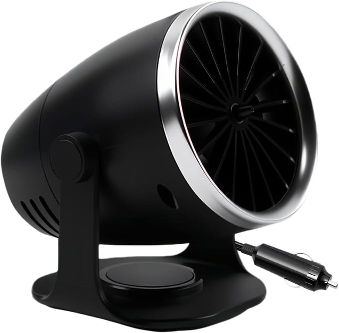 Auto Ventilator - Verwarming Ontdooier - Snel Zicht Creëren - Dubbele Functie - 11 x 10 cm - Zwart