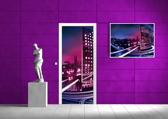 City Skyline Night Photo Wallcovering