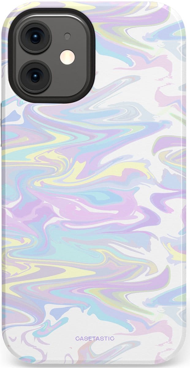 Casetastic hoesje geschikt voor Apple iPhone 12 Mini - Dubbellaagse bescherming - IJsdans van kleur - Fashion Case - Wit Lichtgrijs Crème