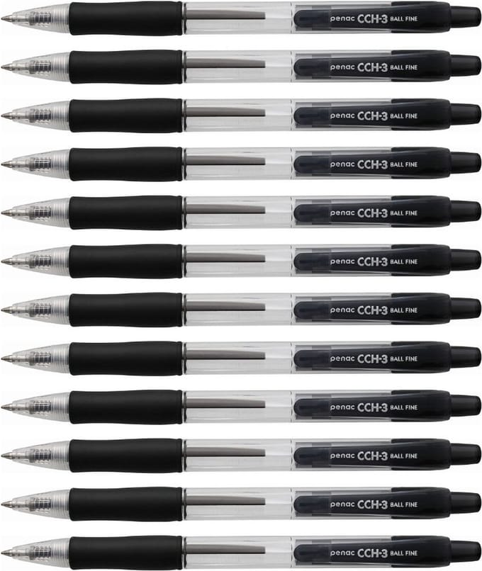 Penac Balpen - CCH-3 - 0.7mm - Zwart - 12 pack