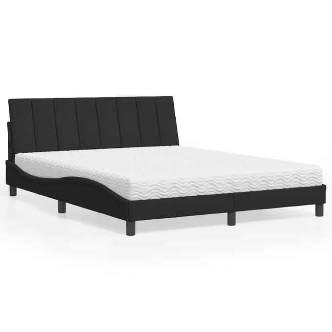 vidaXL - Bed - met - matras - "Hanko" - fluweel - zwart - 160x200 - cm