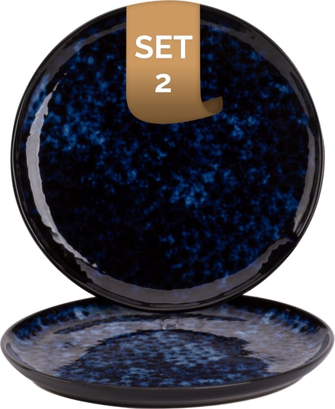 Palmer - Bord - Bama Blue - 21 cm - Blauw - Stoneware - Bordenset - 2 stuks
