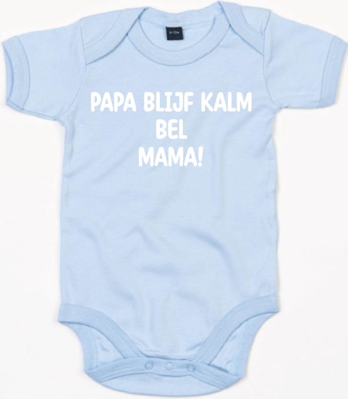Rompertje Papa Blijf Kalm Bel Mama-Dusty Blue-12-18 Maanden