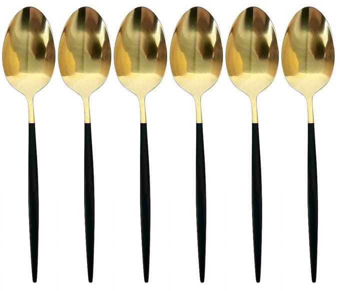 Tafellepel - Set van 12 - RVS lepels - Soeplepels - Goud/Zwart - Eetlepel