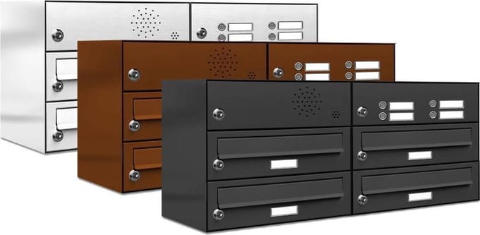Brievenbus 4 klein type 2_Brievenbus met intercompaneel _4_adressen__RVS