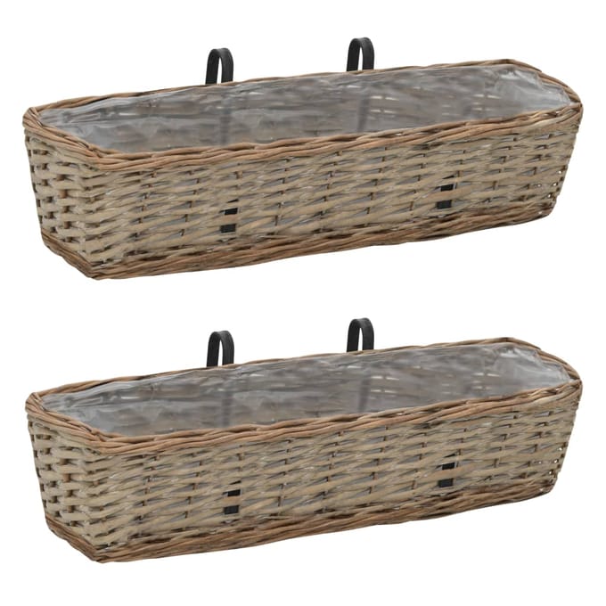 vidaXL - Balkonbakken - 2 - st - 60 - cm - wicker - met - PE-voering