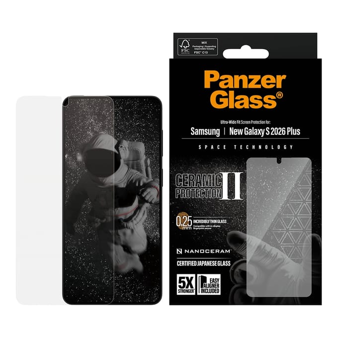 PanzerGlass Screenprotector geschikt voor Samsung Galaxy S26 Plus Glazen | PanzerGlass Ceramic Screenprotector - Case Friendly
