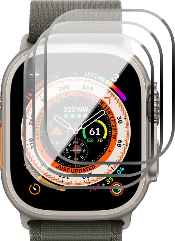 Screenprotector geschikt voor Apple Watch Ultra 49 mm - 3x Full Screen Protector PET FlexGuard