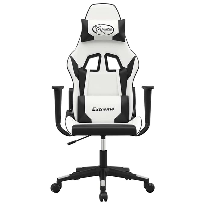 vidaXL - Gamestoel - kunstleer - wit - en - zwart