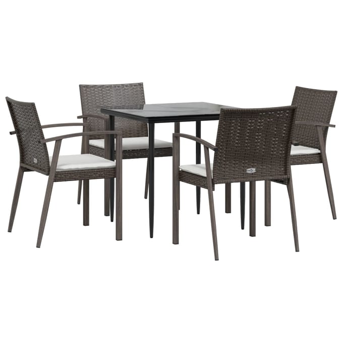 vidaXL - 5-delige - Tuinset - met - kussens - poly - rattan - en - staal