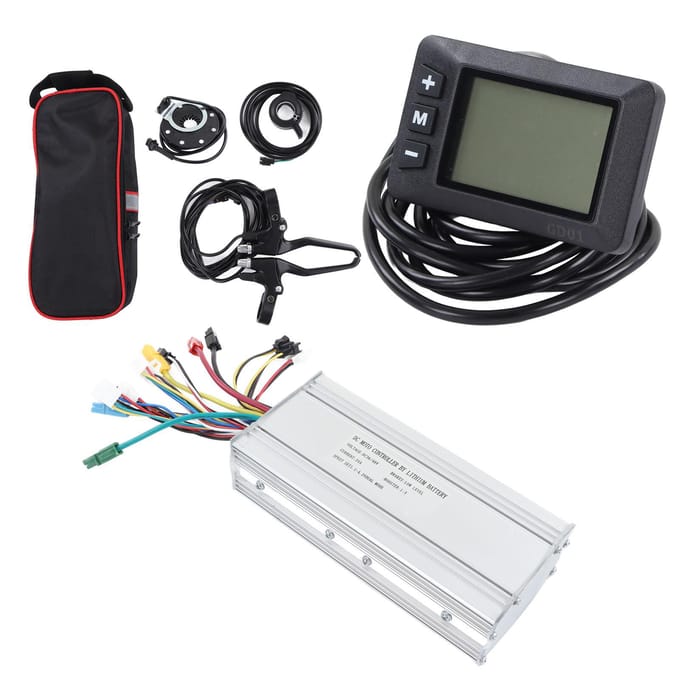 Elektrische Fiets Lithium Batterij Modificatie Kit met Display en DC 36V 48V Motorcontroller black