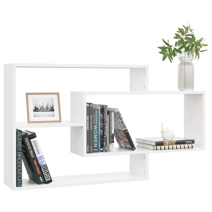 vidaXL - Wandschappen - 104x20x58,5 - cm - bewerkt - hout - wit