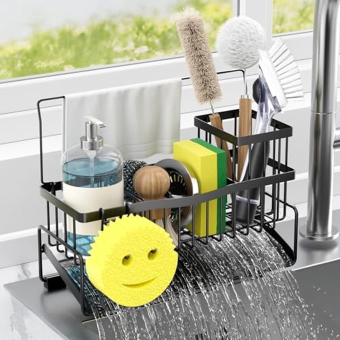 Spoelbak Organizer - Aanrecht Caddy voor de Keuken (Zwart)