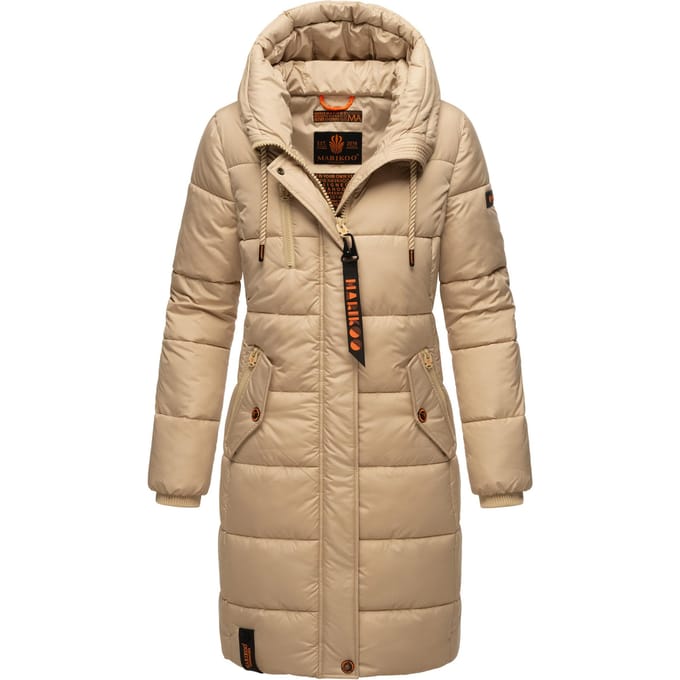 Marikoo dames winterjas – Lange gewatteerde jas met capuchon & zakken