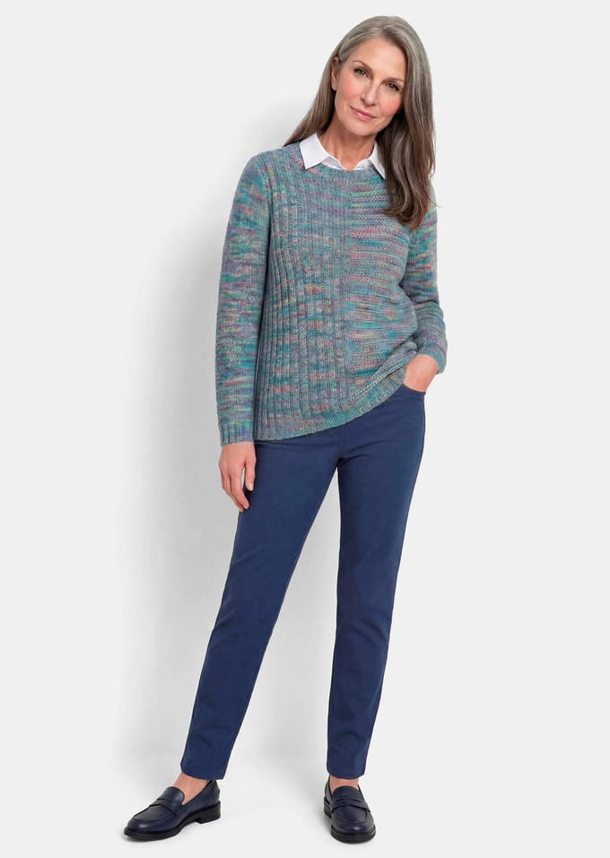 Onderhoudsarme tricot pullover - meerkleurig / gedess. - Gr. 21 van Goldner Fashion