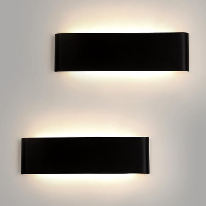 Set van 2 Zwarte Up and Down Wandlampen Binnen - Modern Aluminium - Warm tot Koel Wit Licht